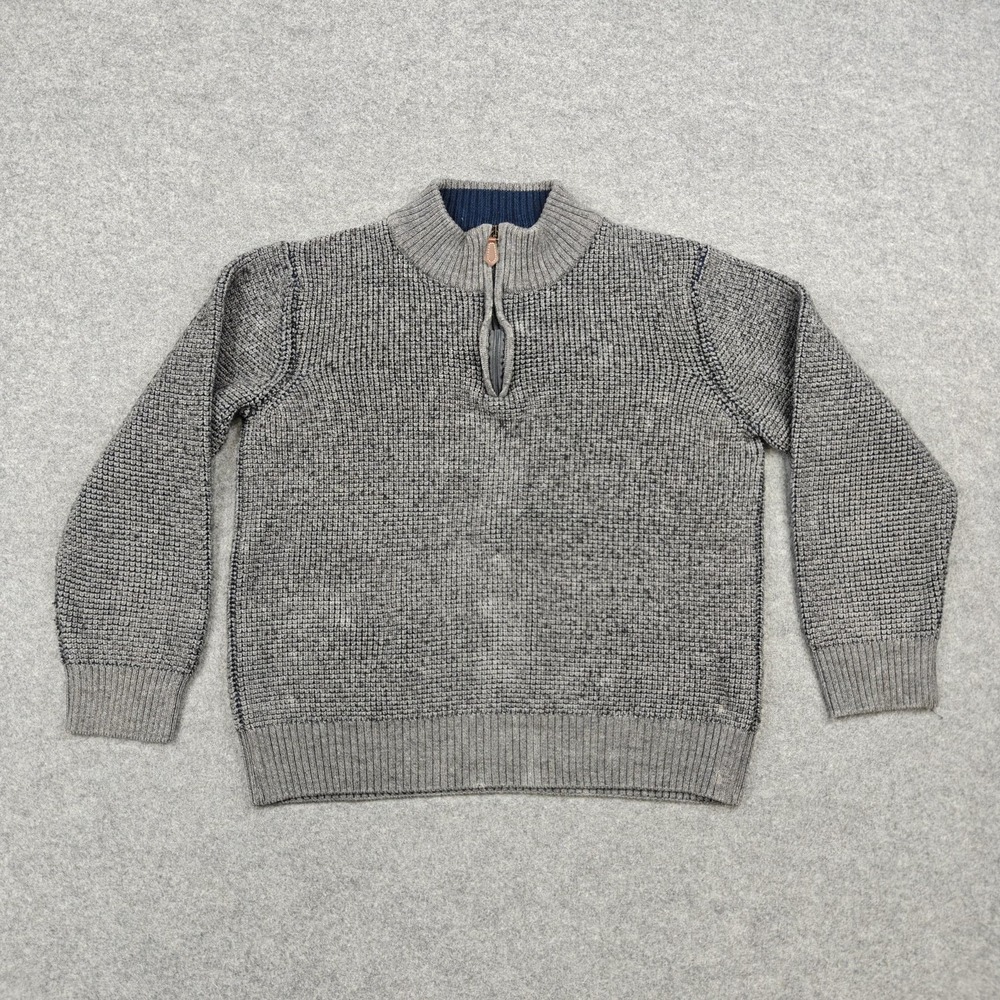Luca Nobili Sweater Womens Large Gray Waffle Knit 1/4 Zip Pullover Made In Italy